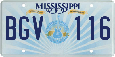 MS license plate BGV116