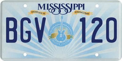 MS license plate BGV120