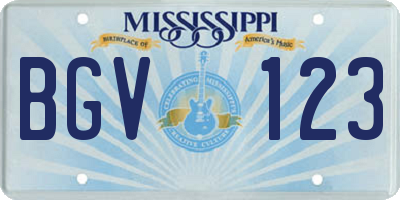 MS license plate BGV123