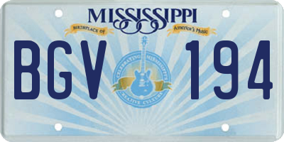 MS license plate BGV194