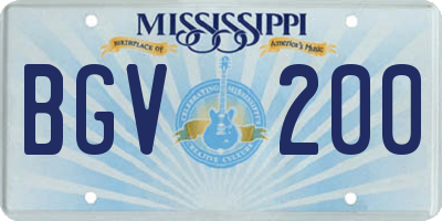 MS license plate BGV200