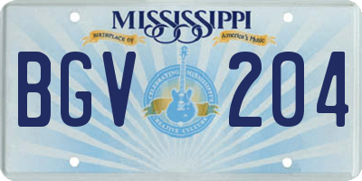 MS license plate BGV204