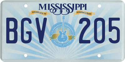 MS license plate BGV205