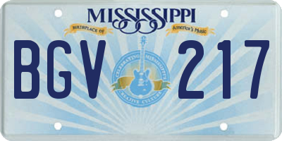 MS license plate BGV217
