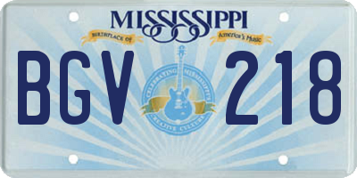 MS license plate BGV218