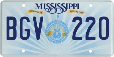 MS license plate BGV220