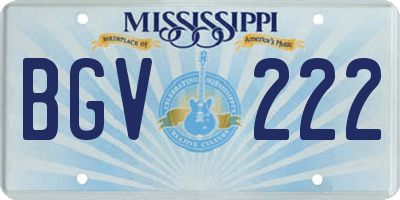 MS license plate BGV222