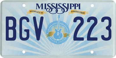 MS license plate BGV223