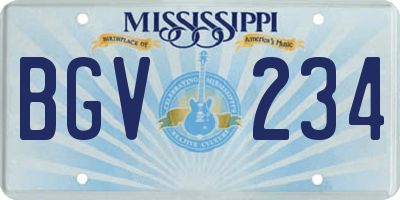 MS license plate BGV234