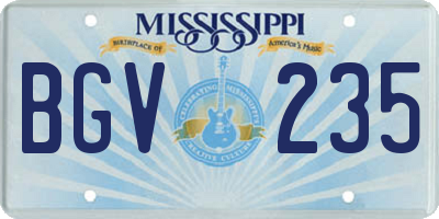 MS license plate BGV235