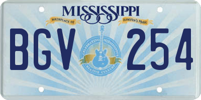 MS license plate BGV254