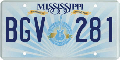 MS license plate BGV281