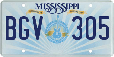 MS license plate BGV305
