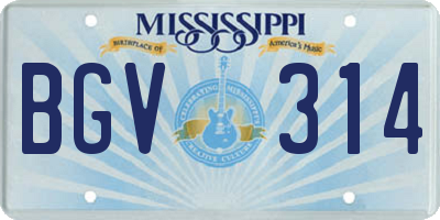 MS license plate BGV314