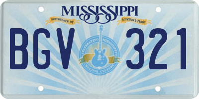 MS license plate BGV321