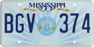 MS license plate BGV374