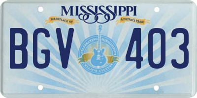 MS license plate BGV403