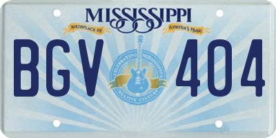 MS license plate BGV404
