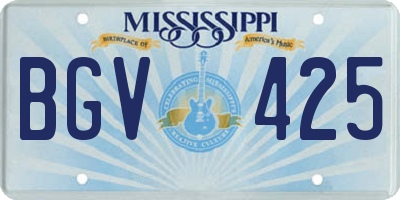 MS license plate BGV425