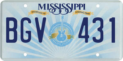 MS license plate BGV431