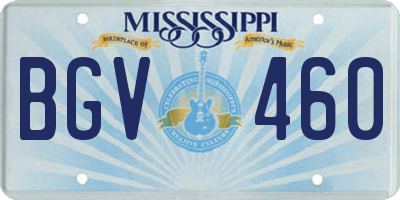 MS license plate BGV460