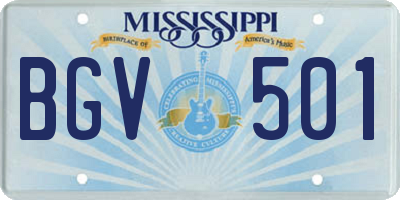 MS license plate BGV501
