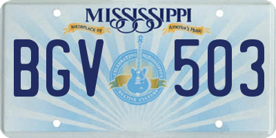 MS license plate BGV503
