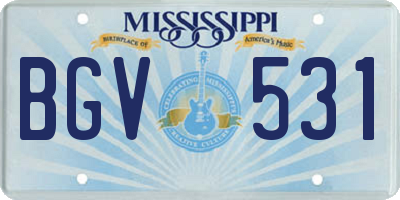 MS license plate BGV531