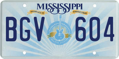MS license plate BGV604