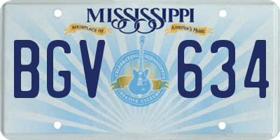 MS license plate BGV634