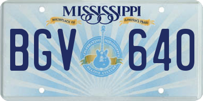 MS license plate BGV640
