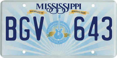 MS license plate BGV643
