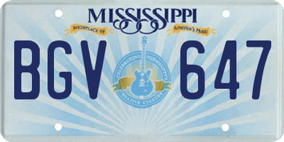 MS license plate BGV647