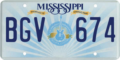 MS license plate BGV674
