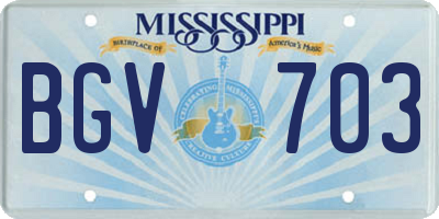 MS license plate BGV703