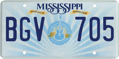 MS license plate BGV705