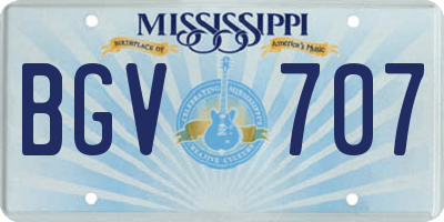 MS license plate BGV707