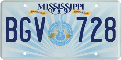 MS license plate BGV728