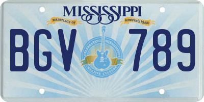 MS license plate BGV789