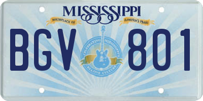 MS license plate BGV801