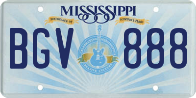 MS license plate BGV888