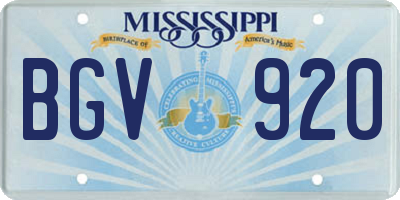 MS license plate BGV920