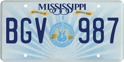 MS license plate BGV987