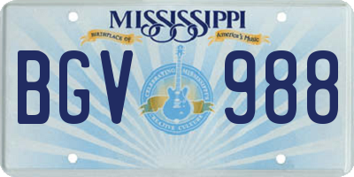 MS license plate BGV988