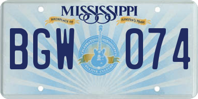 MS license plate BGW074