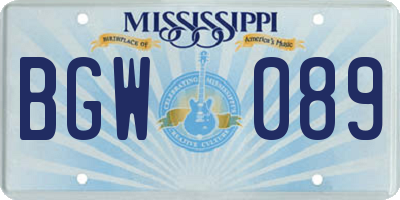 MS license plate BGW089