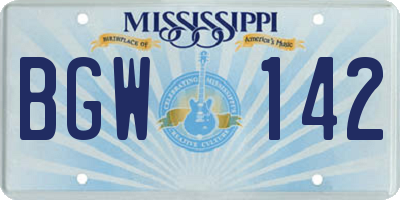 MS license plate BGW142
