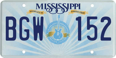 MS license plate BGW152