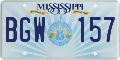 MS license plate BGW157