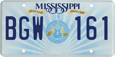 MS license plate BGW161